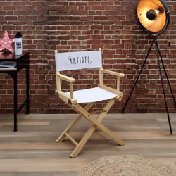 Shaw - Chaise de Directeur Blanche et Bois - Blanc