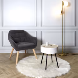 Altobuy - lily - Table Coffre Blanche Plateau Aspect Bois