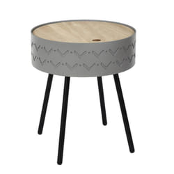 Altobuy - lily - Table Coffre Grise Plateau Aspect Bois