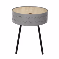 Altobuy - lily - Table Coffre Grise Plateau Aspect Bois