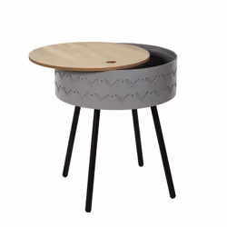 Altobuy - lily - Table Coffre Grise Plateau Aspect Bois - Vue supplémentaire 4