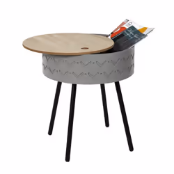 Altobuy - lily - Table Coffre Grise Plateau Aspect Bois - Vue supplémentaire 5