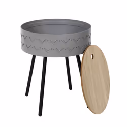 Altobuy - lily - Table Coffre Grise Plateau Aspect Bois - Vue supplémentaire 6
