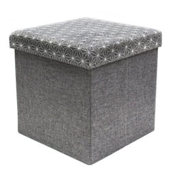 Loff - Pouf-Coffre Pliable Gris Foncé Motif Géométrique - Gris