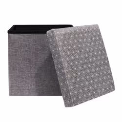 Loff - Pouf-Coffre Pliable Gris Foncé Motif Géométrique - Gris