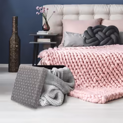 Loff - Pouf-Coffre Pliable Gris Foncé Motif Géométrique - Gris