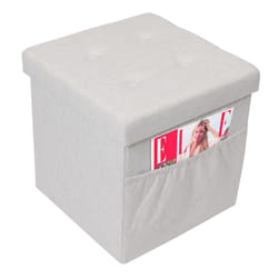 Colla - Pouf-Coffre Pliable Capitonné Blanc Chiné - Blanc