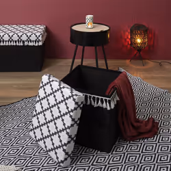 Minecraft - Pouf-Coffre Pliable Noir Motif Géométrique - Noir