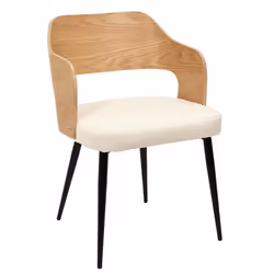Kilpa - Lot de 4 Fauteuils Bois et Métal Assise en Tissu Bouclettes - Blanc