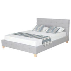 Odessa - Lit 140x190cm Gris + Tête de Lit + Sommier - Gris