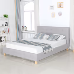 Odessa - Lit 140x190cm Gris + Tête de Lit + Sommier - Gris