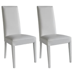 Torino - Lot de 2 Chaises Simili Blanc et Pieds Laqués - Blanc