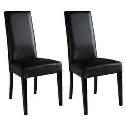 Torino - Lot de 2 Chaises Simili Noir et Pieds Laqués - Noir