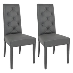 Trevi - Lot de 2 Chaises Simili Gris et Pieds Laqués - Gris