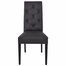 Trevi - Lot de 2 Chaises Simili Noir et Pieds Laqués
