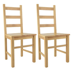 ORTA - Lot de 2 Chaises Naturelles et Assises en Bois