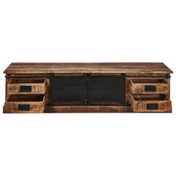 Altobuy - sumatra - Meuble tv Manguier et Métal Noir - Marron foncé