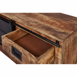Altobuy - sumatra - Meuble tv Manguier et Métal Noir - Marron foncé - Vue supplémentaire 5