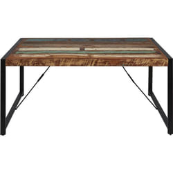 Kali - Table Repas 180cm Bois Recyclé et Pieds Métal Noir - Marron foncé