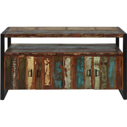 Altobuy - kali - Buffet 4 Portes Bois Recyclé et Métal Noir - Marron foncé