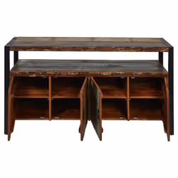 Altobuy - kali - Buffet 4 Portes Bois Recyclé et Métal Noir - Marron foncé - Vue supplémentaire 4