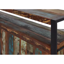 Altobuy - kali - Buffet 4 Portes Bois Recyclé et Métal Noir - Marron foncé - Vue supplémentaire 5
