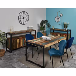 Altobuy - kali - Buffet 4 Portes Bois Recyclé et Métal Noir - Marron foncé - Vue supplémentaire 6