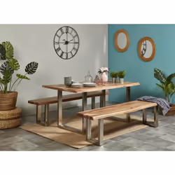 Jaipur - Banc 160cm Acacia et Métal Chromé Piètement u