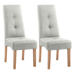 Dallas - Lot de 2 Chaises Gris Clair et Pieds Naturels - Gris