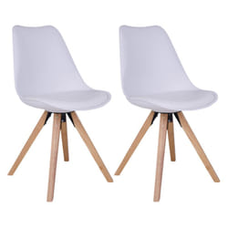 Nibben - Lot de 2 Chaises Blanches et Piétement Hévéa - Blanc