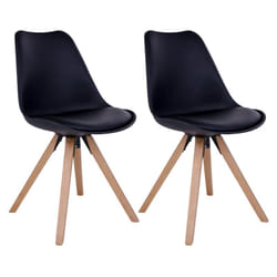 Nibben - Lot de 2 Chaises Noires et Piétement Hévéa - Noir