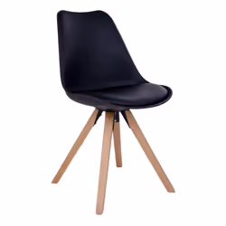 Nibben - Lot de 2 Chaises Noires et Piétement Hévéa - Noir