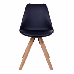Nibben - Lot de 2 Chaises Noires et Piétement Hévéa - Noir - Vue supplémentaire 5