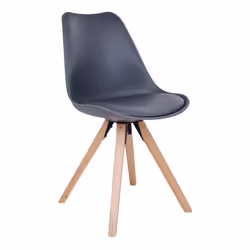 Nibben - Lot de 2 Chaises Grises et Piétement Hévéa - Gris