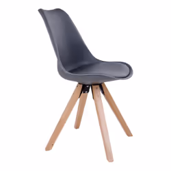 Nibben - Lot de 2 Chaises Grises et Piétement Hévéa - Gris
