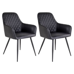 Altobuy - viby - Lot de 2 Fauteuils Simili Noir et Piétement Acier Noir - Noir