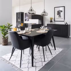 Altobuy - viby - Lot de 2 Fauteuils Simili Noir et Piétement Acier Noir - Noir