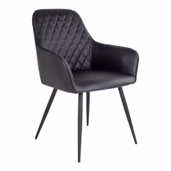 Altobuy - viby - Lot de 2 Fauteuils Simili Noir et Piétement Acier Noir - Noir