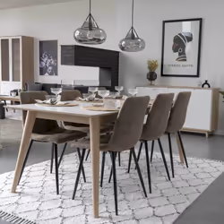 Strib - Lot de 2 Chaises Tissu Marron et Piétement Acier - Marron clair