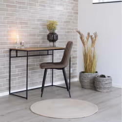 Strib - Lot de 2 Chaises Tissu Marron et Piétement Acier - Marron clair - Vue supplémentaire 4