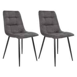 Strib - Lot de 2 Chaises Tissu Gris Foncé et Piétement Acier - Gris