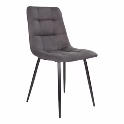 Strib - Lot de 2 Chaises Tissu Gris Foncé et Piétement Acier - Gris