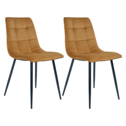 Strib - Lot de 2 Chaises Velours Jaune et Piétement Acier - Jaune