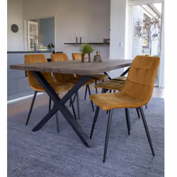 Strib - Lot de 2 Chaises Velours Jaune et Piétement Acier - Jaune