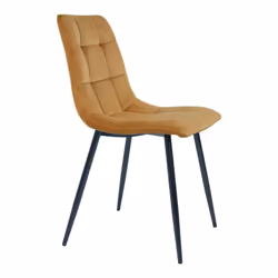 Strib - Lot de 2 Chaises Velours Jaune et Piétement Acier - Jaune - Vue supplémentaire 5