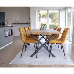 Strib - Lot de 2 Chaises Velours Jaune et Piétement Acier - Jaune - Vue supplémentaire 7