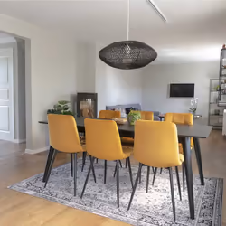 Strib - Lot de 2 Chaises Velours Jaune et Piétement Acier - Jaune - Vue supplémentaire 9