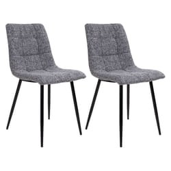 Strib - Lot de 2 Chaises Tissu Gris Tacheté et Piétement Acier - Gris