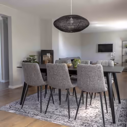Strib - Lot de 2 Chaises Tissu Gris Tacheté et Piétement Acier - Gris