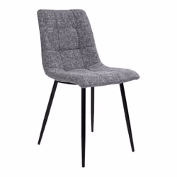 Strib - Lot de 2 Chaises Tissu Gris Tacheté et Piétement Acier - Gris